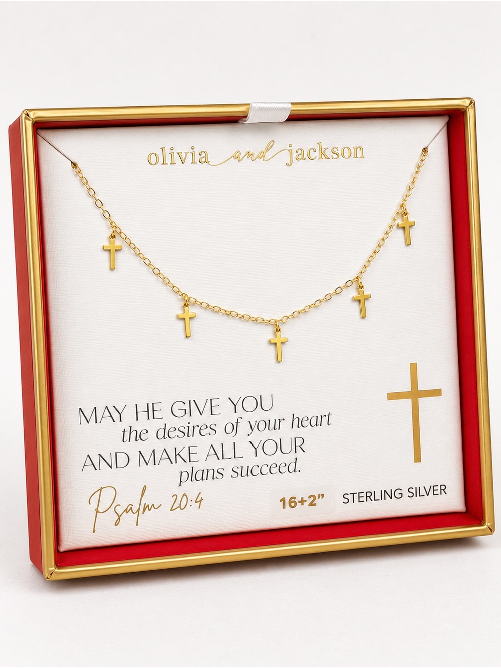 Olivia and Jackson Gold Plated Sterling Silver Cross Necklace